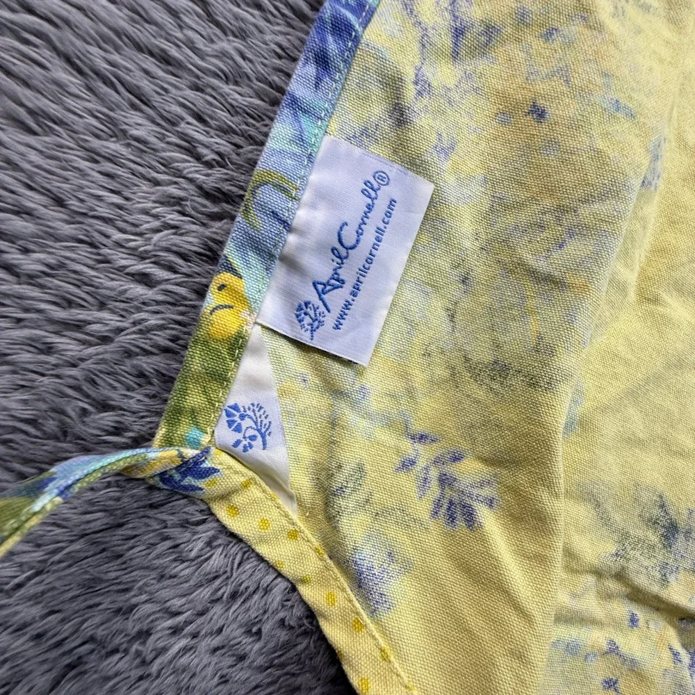 April Cornell Bib Apron Womens One Size Yellow Blue Floral Chintz Excellent